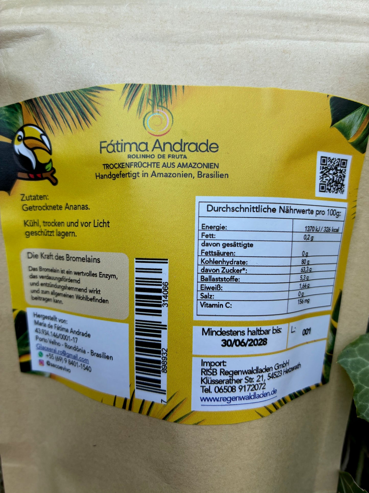 Getrocknete Ananas vom Amazonas - 100% Frucht