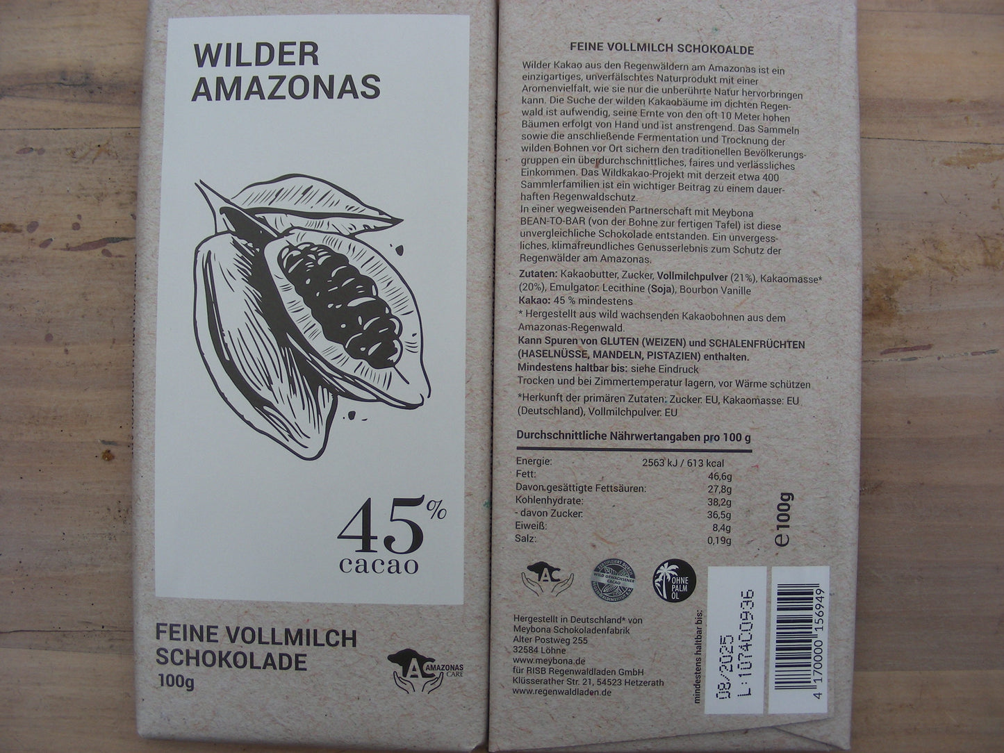 Schokolade Wilder Amazonas 45% Kakao