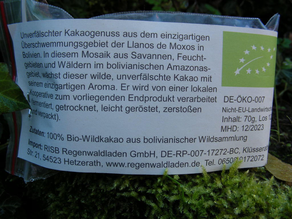 Kakaonibs aus Wildkakao, bio, 100% Kakao, vegan