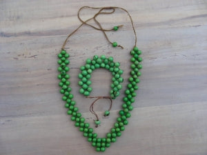 Set grüne Açai-Halskette plus Armband